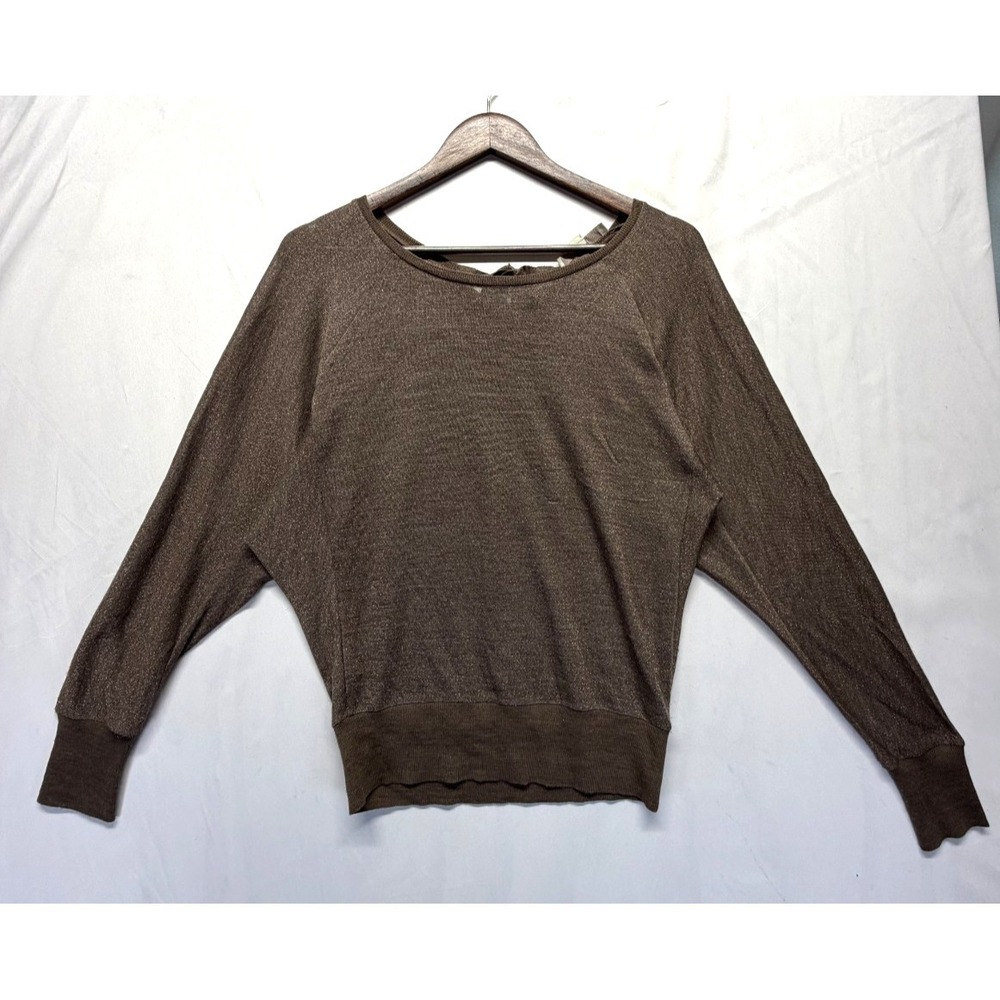 Ann Taylor Loft Sweater Women Small Brown Metallic Sparkle Acrylic Dolman Sleeve